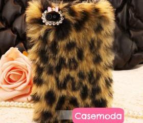 New Chic Brown Leopard Pattern Synthetic Fur iPhone 5 Case Cover